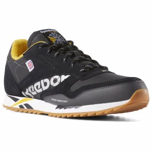 Reebok CL LEATHER RIPPLE MU Turnschuhe Kinder - Schwarz/Weiß/Gelb - DE 167-WKH